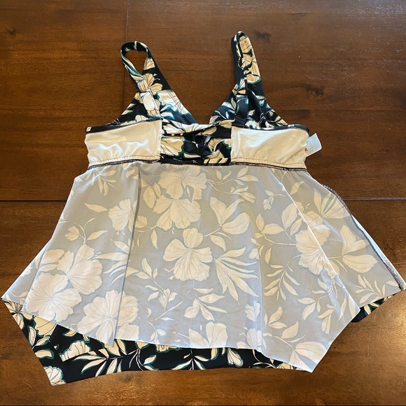 Over the Shoulder Tankini Top Black Floral - Picture 9 of 12